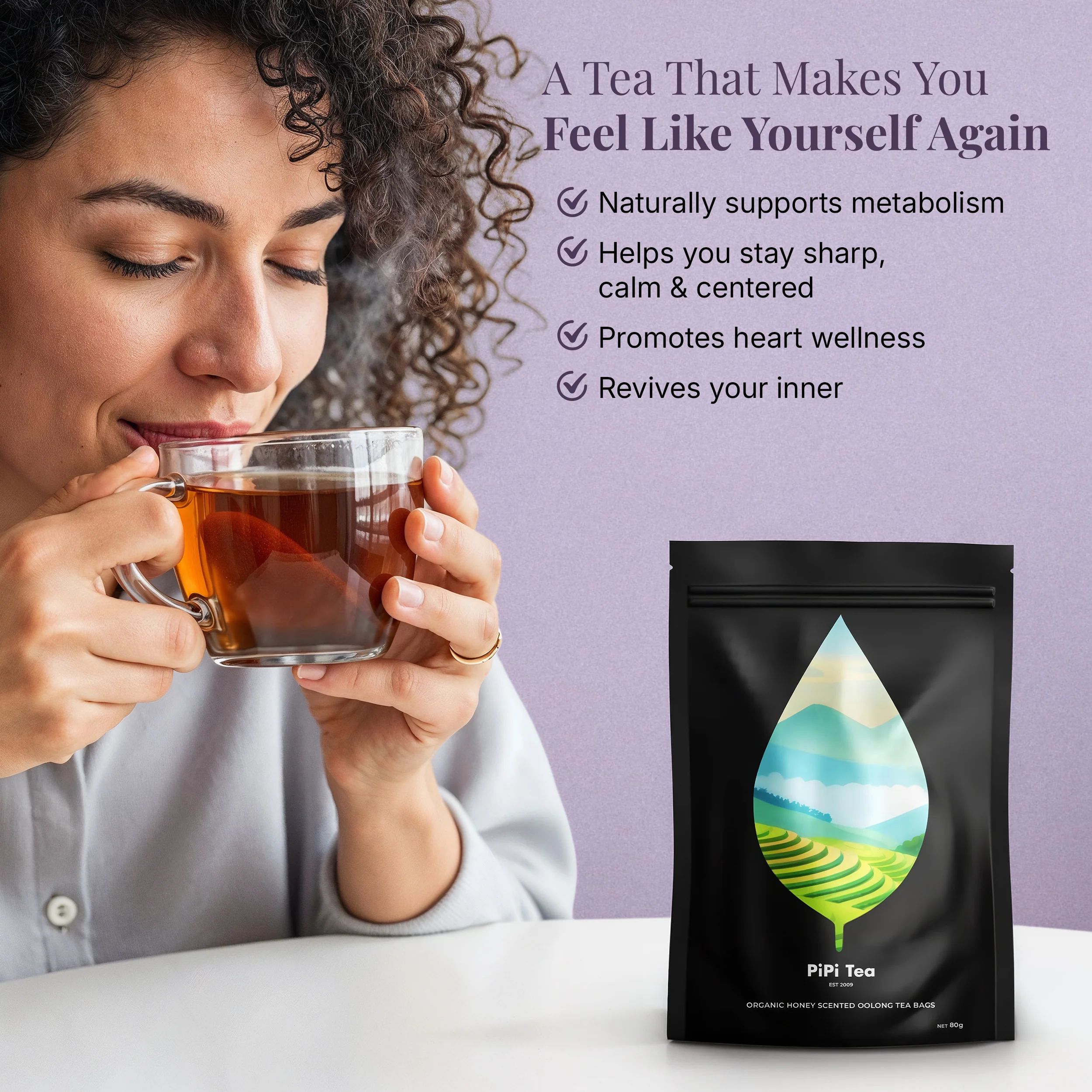5x PiPi Tea Organic Tea Bags | Tea Leaves From Pu'er | Non GMO, Gluten Free, Naturally High Grown | Whole Loose-Leaf Tea Bags Beverage - Image 5